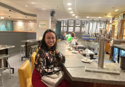 Mae at Hothouse in Old Town Toronto during the dinner that inspired her Bruschetta or Capriccio story