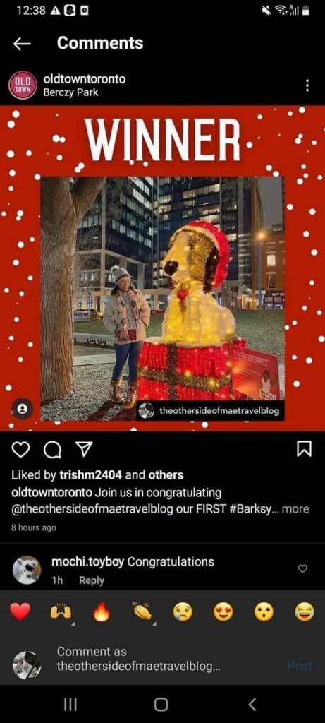 Oldtown Toronto's Holiday Giveaway Winner